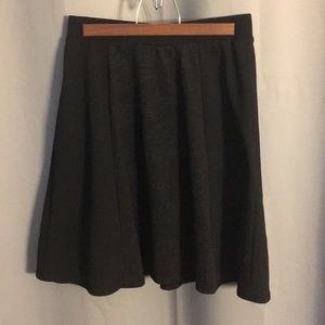 Black Knee-Length Skater Skirt with Texturing